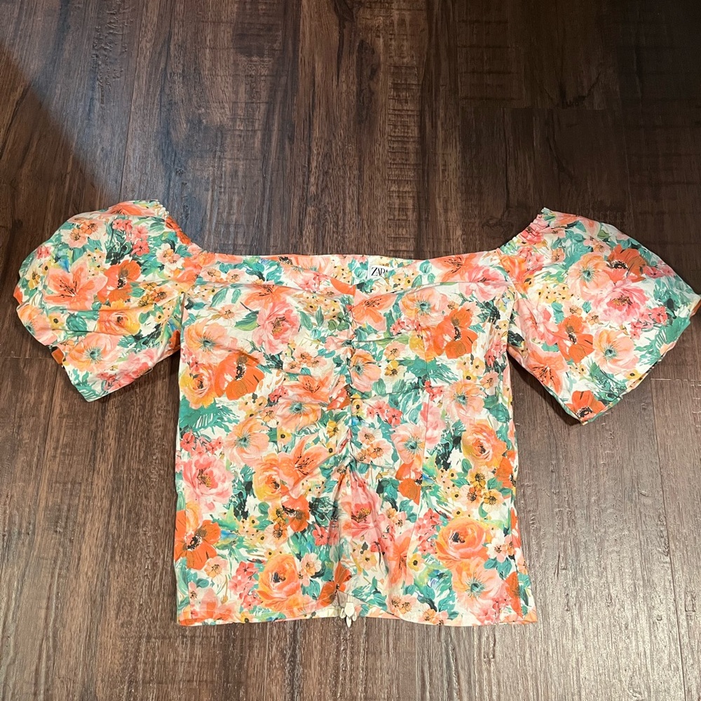 Zara flower off shoulder top